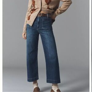 Anthropologie Maeve The Colette Cropped Wide Leg Pants Denim Edition size 29